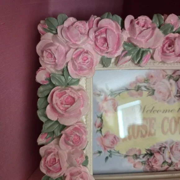 Pink Rose Picture Frame Cottagecore Romantic Wedding Gift Rose Gardener - Picture 6 of 10